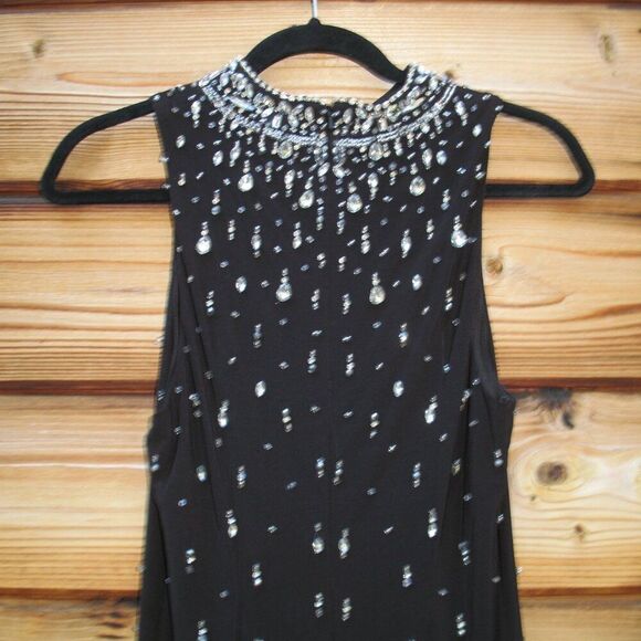 MAC DUGGAL 2260 Black High Neck Sleeveless Beaded Jersey Fitted Gown - Picture 10 of 12